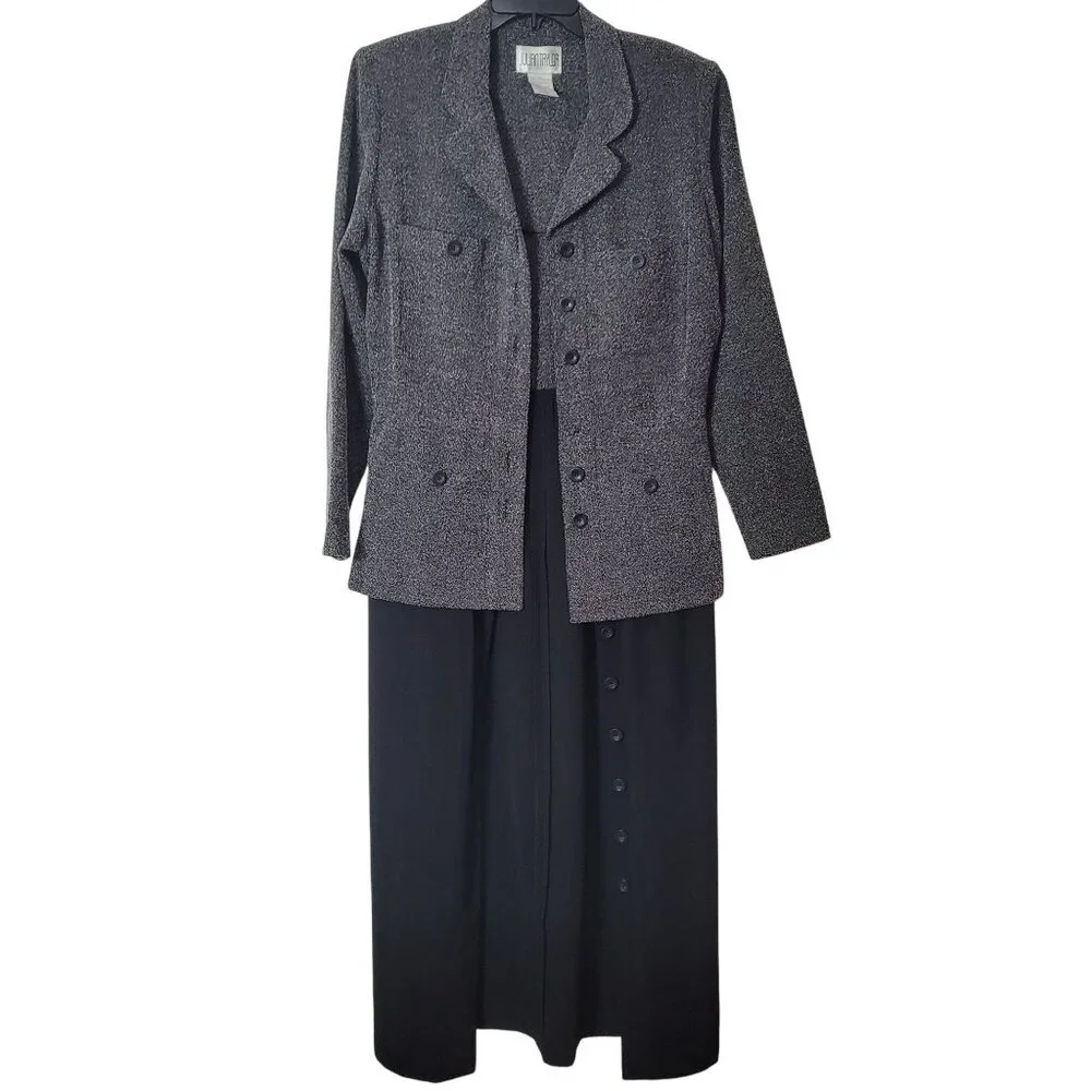 Julian Taylor Womens Two-Piece Suit Dress Size 14 Gray & Black Polyester Blend - Picture 10 of 14